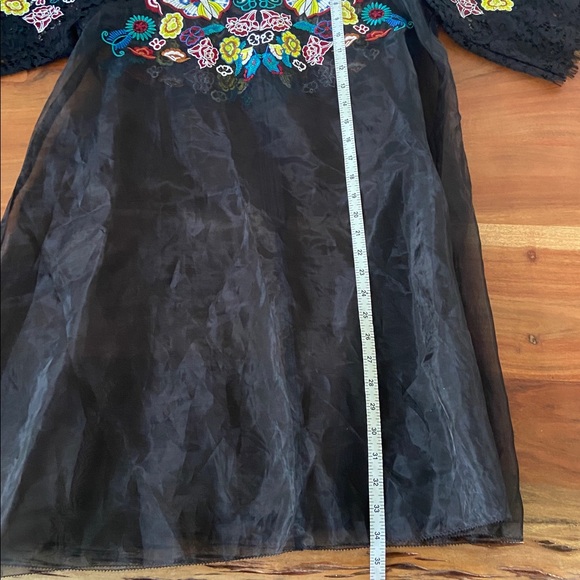 Beautiful black organza overlay babydoll sheer dress embroidered lace butterfly - Picture 14 of 16